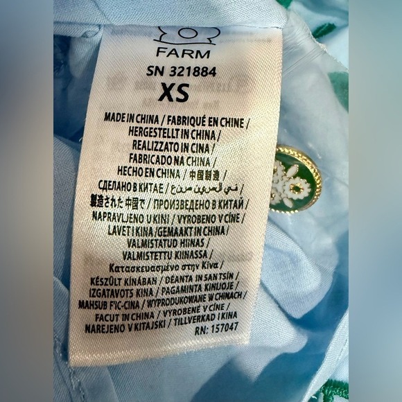 NEW FARM RIO Light Blue & Green Eyelet Embroidered Richelieu Crop Top XS $190 - Picture 7 of 8